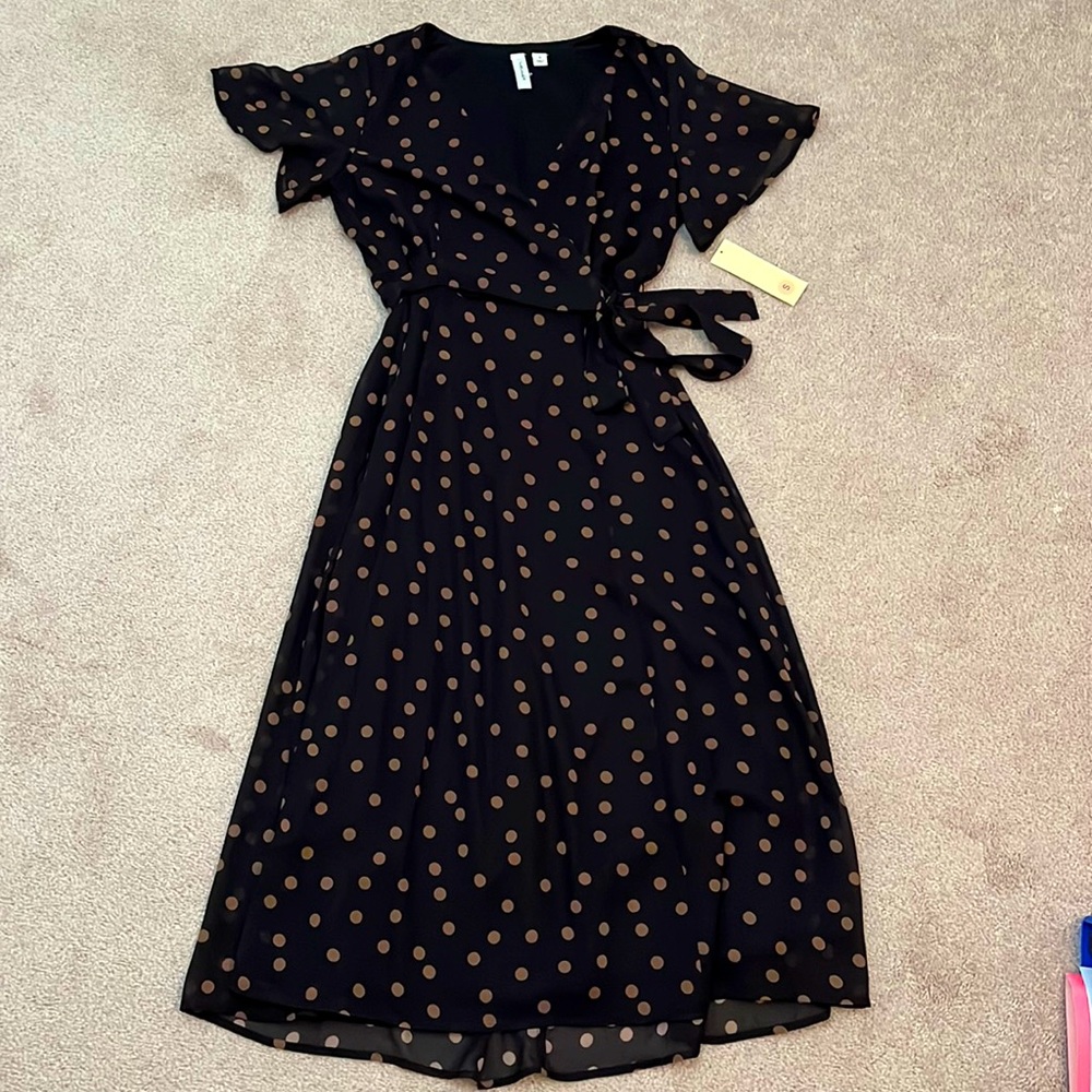 Flowy Midi Polka Dot Dress